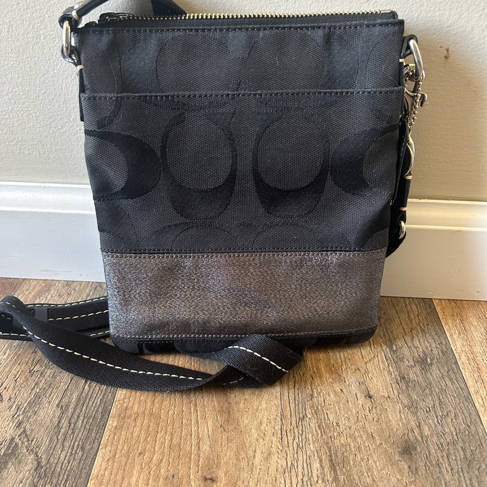 Stylish Black and Gray Coach Crossbody Bag